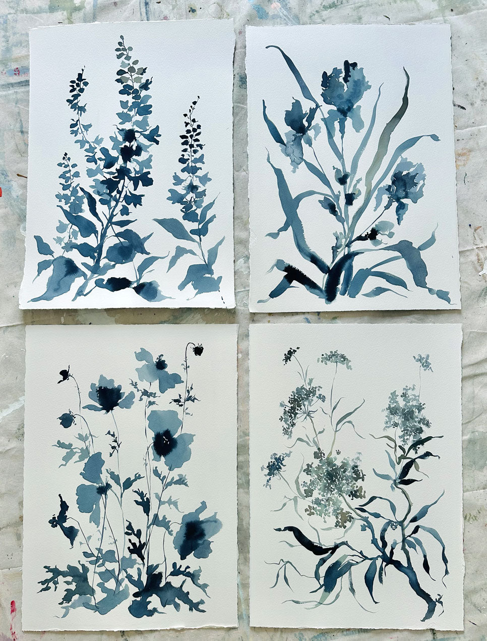 Exploded Silhouette: Foxglove in Indigo