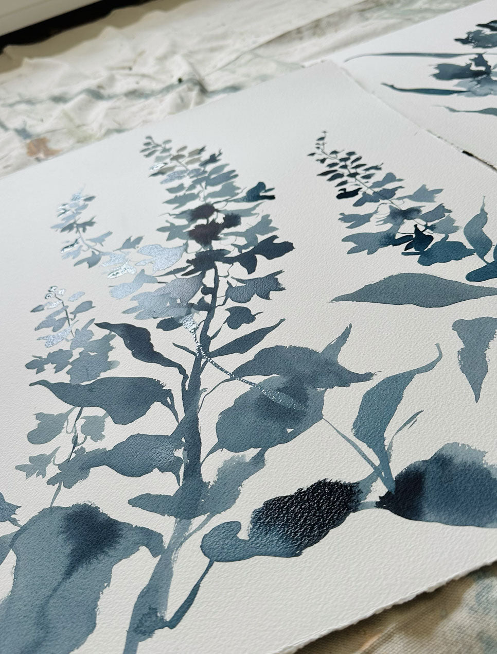 Exploded Silhouette: Foxglove in Indigo