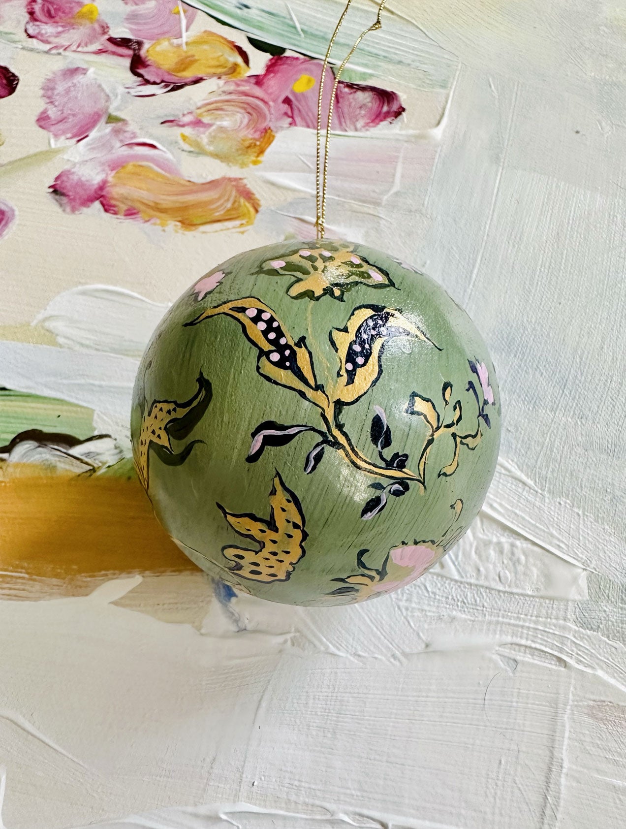 2023 Christmas Ornament: Olive and Gold Paisley