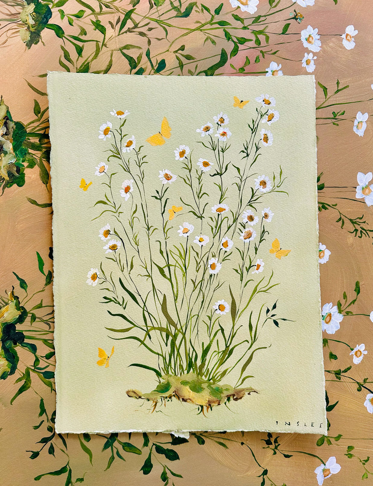 Daisies on Green Tea