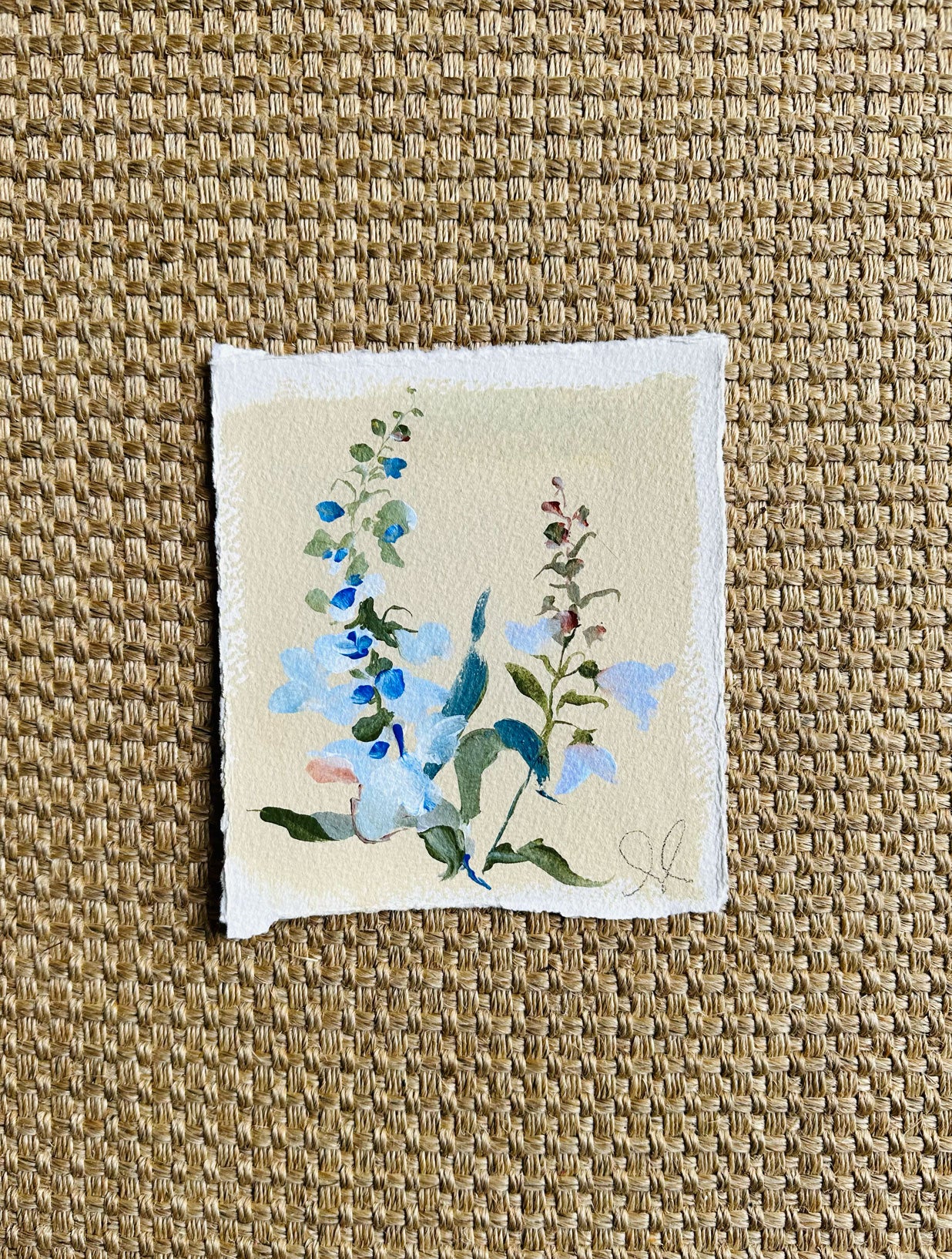 Mini Blue Foxgloves: Acrylic on Paper