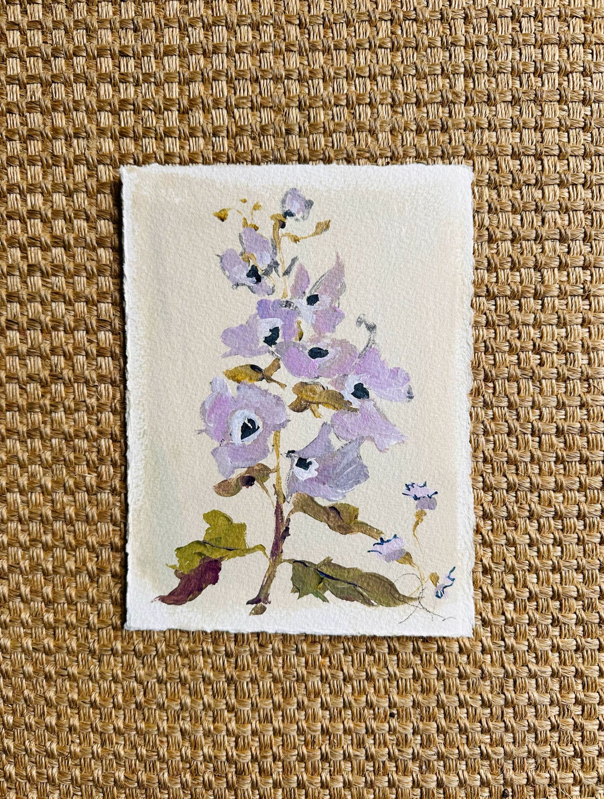 Mini Lavender Hollyhock: Acrylic on Paper