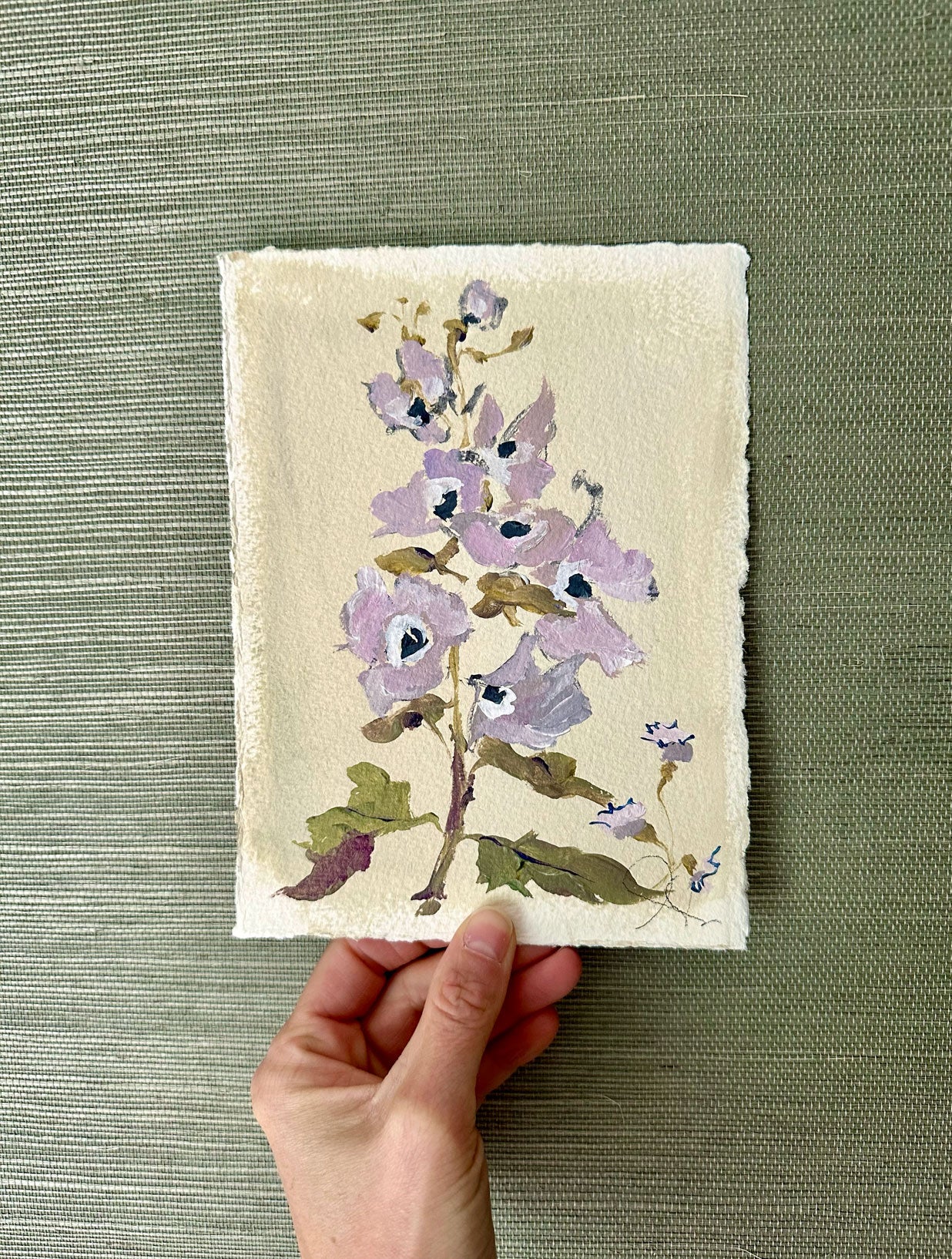 Mini Lavender Hollyhock: Acrylic on Paper